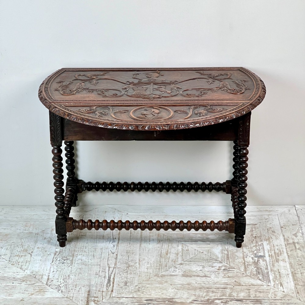 A Gibraltarian Carved Drop Leaf Bobbin Table  View X