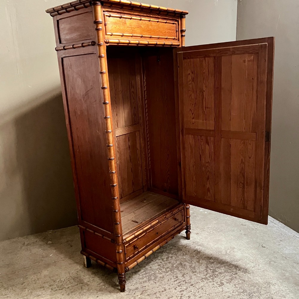 French Faux Bamboo Mirrored Armoire View IV