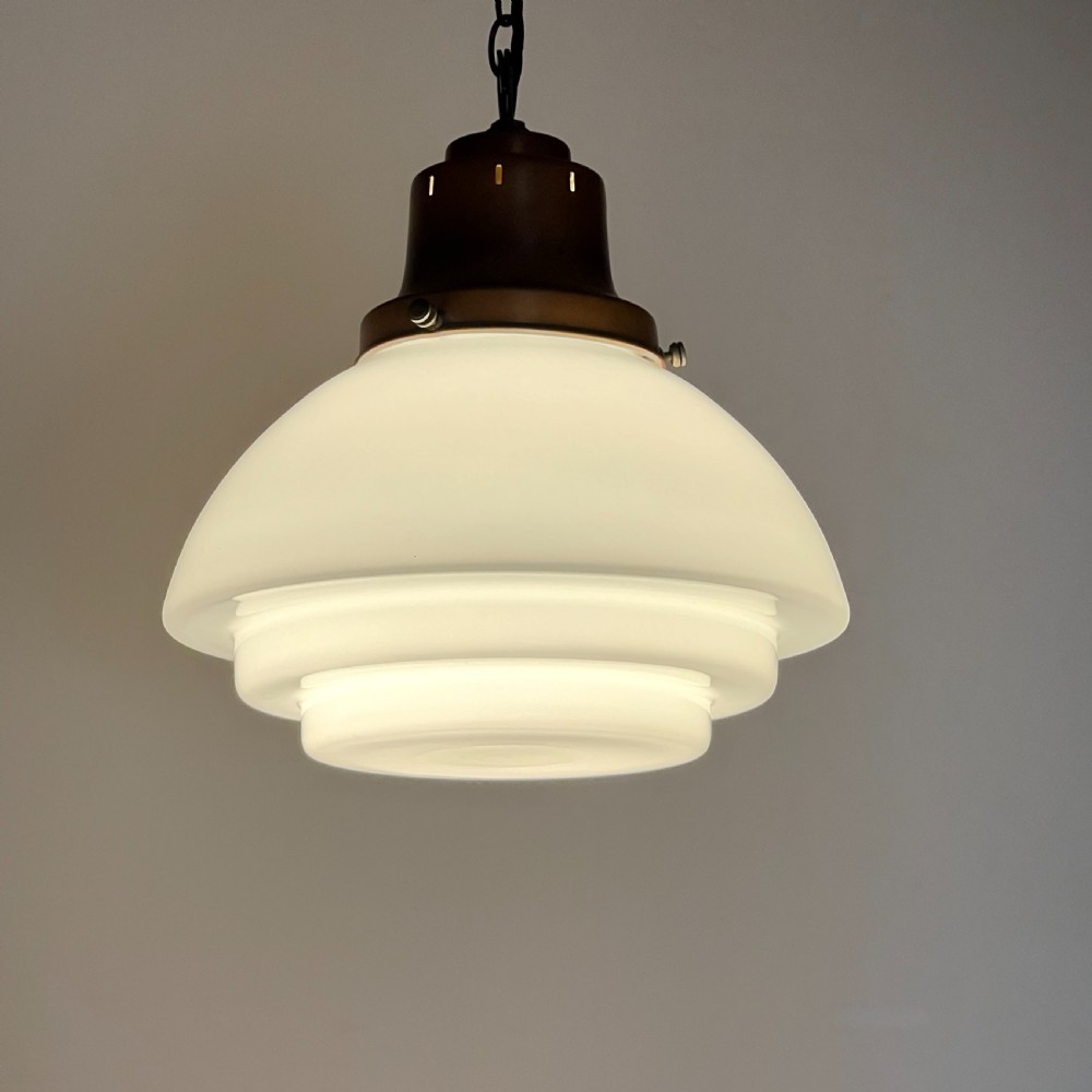 1930S English Opaline Glass Pendant Light View II