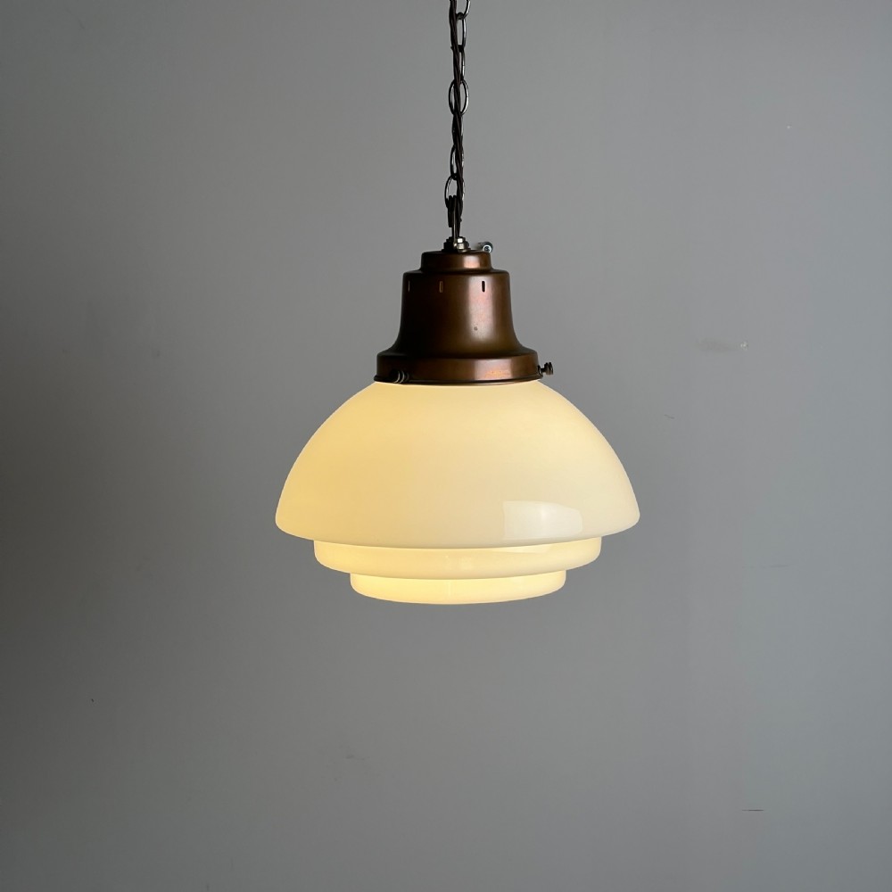1930S English Opaline Glass Pendant Light View III
