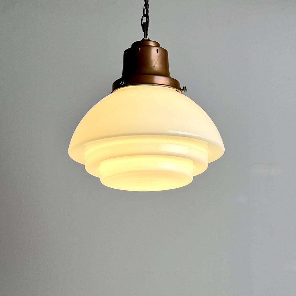 1930S English Opaline Glass Pendant Light View IV