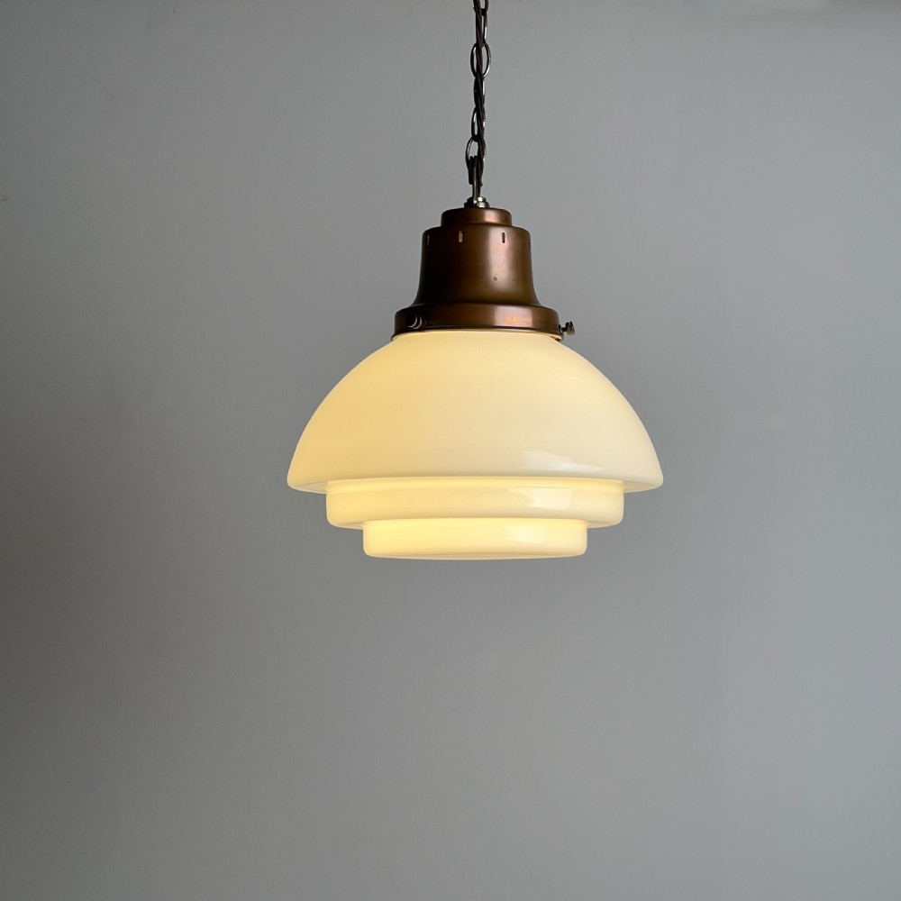 1930S English Opaline Glass Pendant Light View V