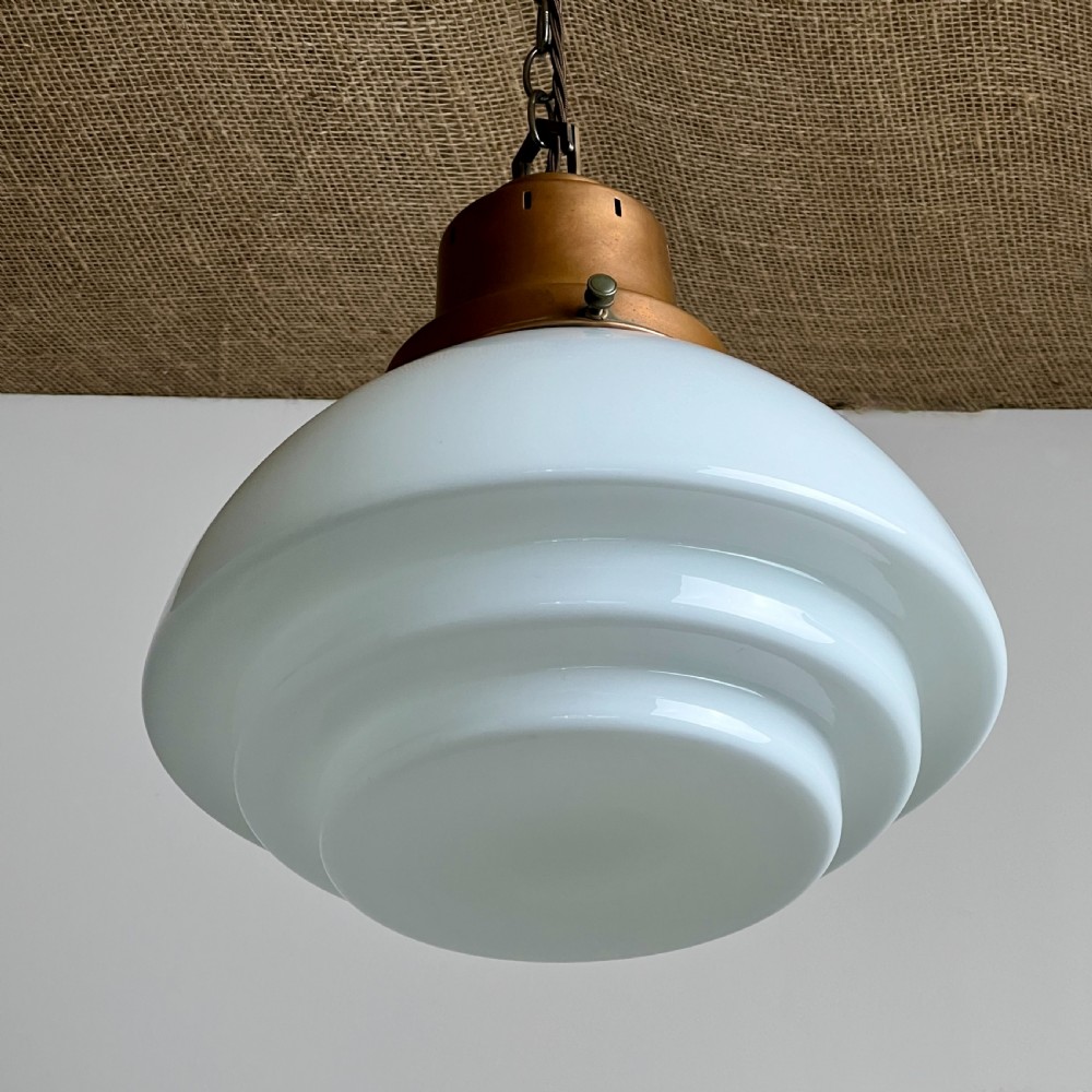 1930S English Opaline Glass Pendant Light View VI