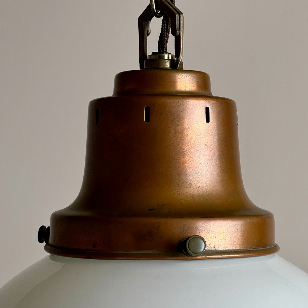 1930S English Opaline Glass Pendant Light View VII