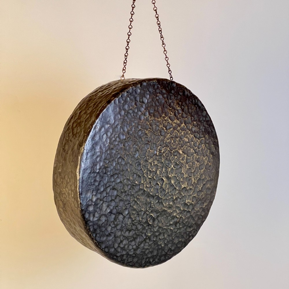 Large Hammered Bronze Gong And Beater