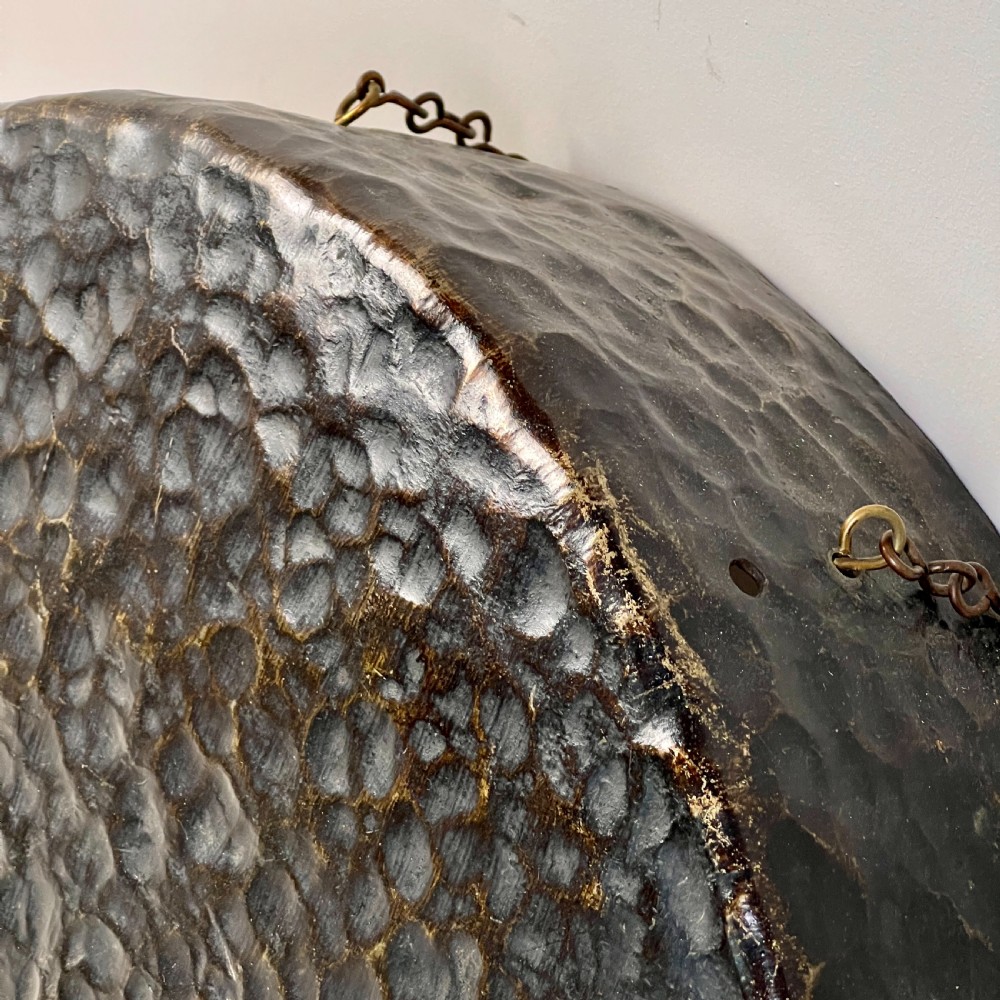Large Hammered Bronze Gong And Beater View V