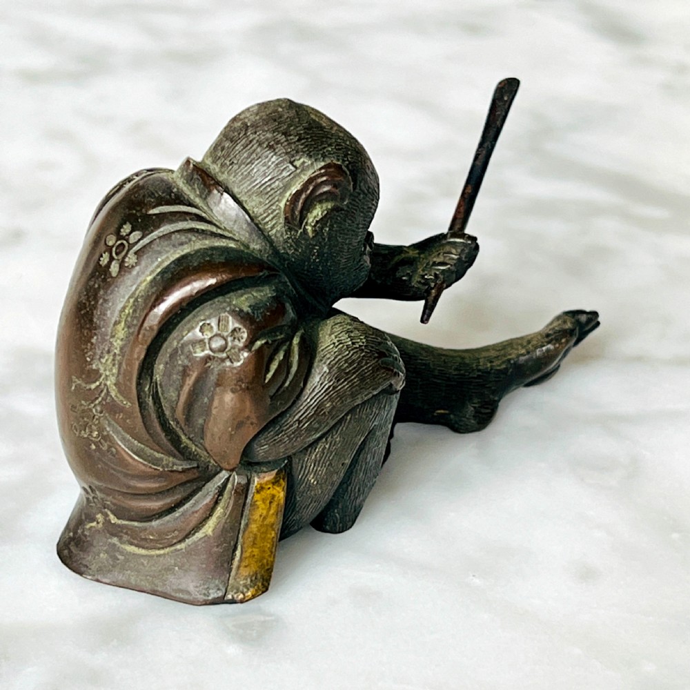 Small Meiji Japanese Bronze Figure Of A Monkey View II