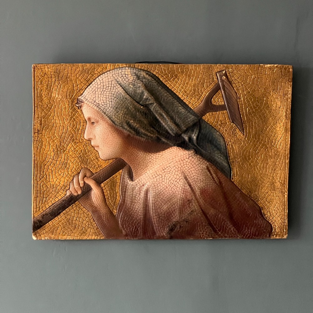 A Pair Of Arts And Crafts Polychrome Painted Plaques Circa 1900 View II