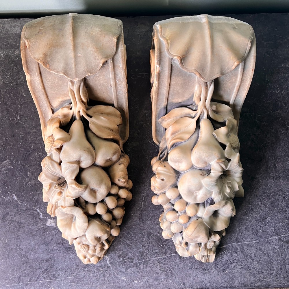 A Pair Of  19Th Century Carved Marble Decorative Corbels  View II