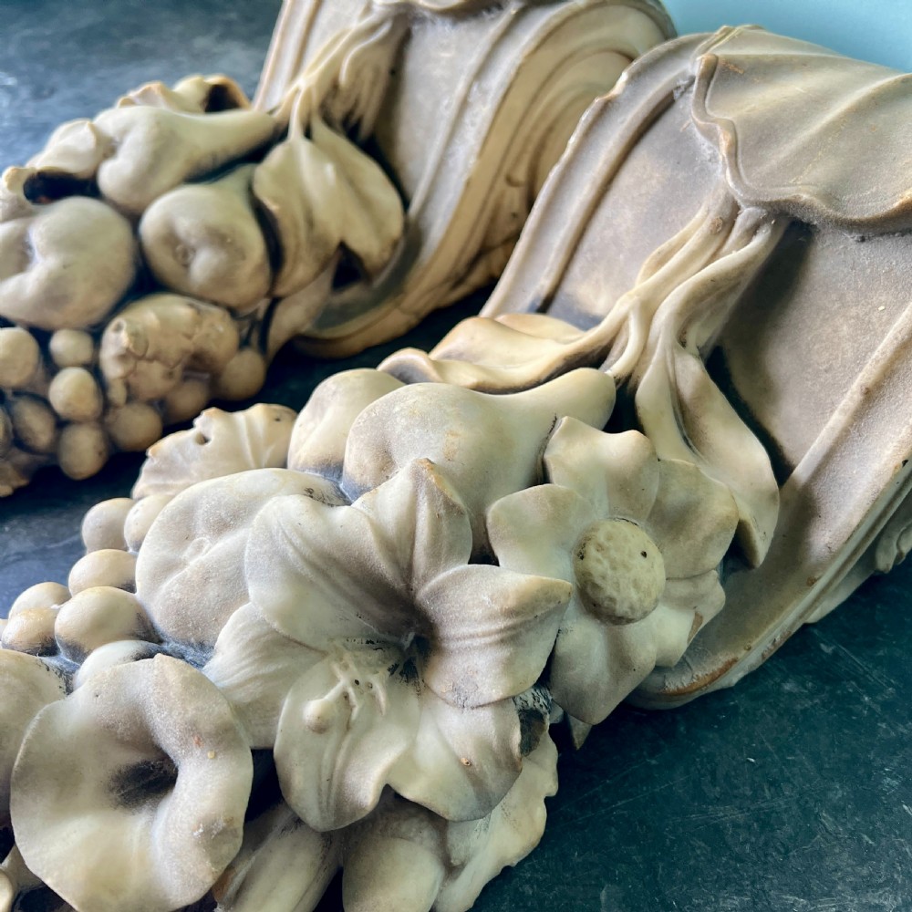 A Pair Of  19Th Century Carved Marble Decorative Corbels  View IV