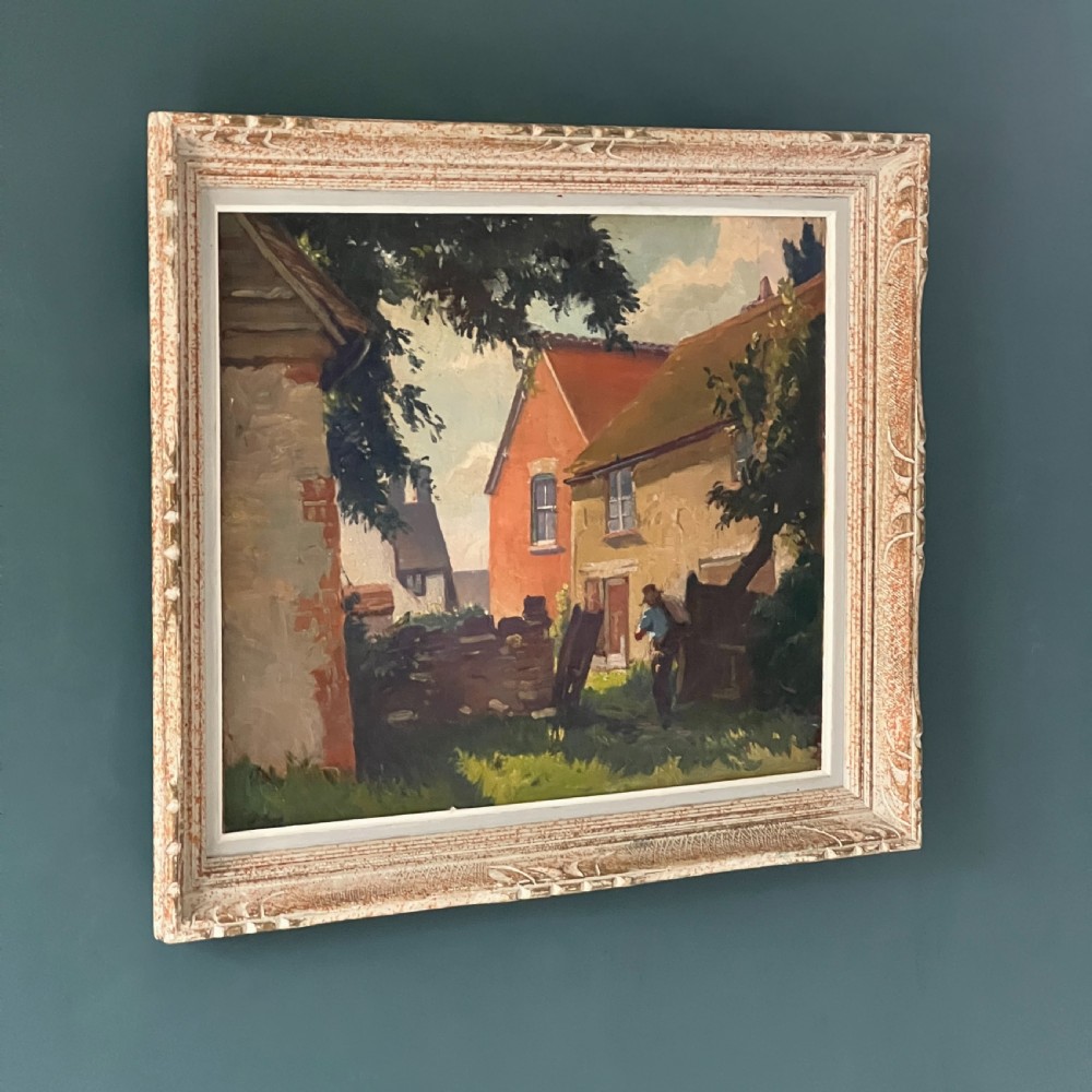 Early C20th Farmworker In Landscape Oil Painting  View III