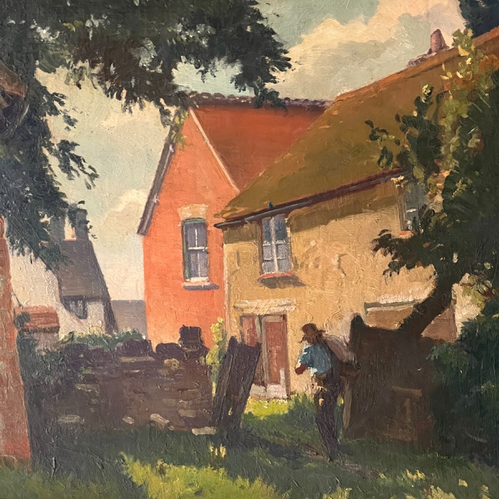 Early C20th Farmworker In Landscape Oil Painting  View IV
