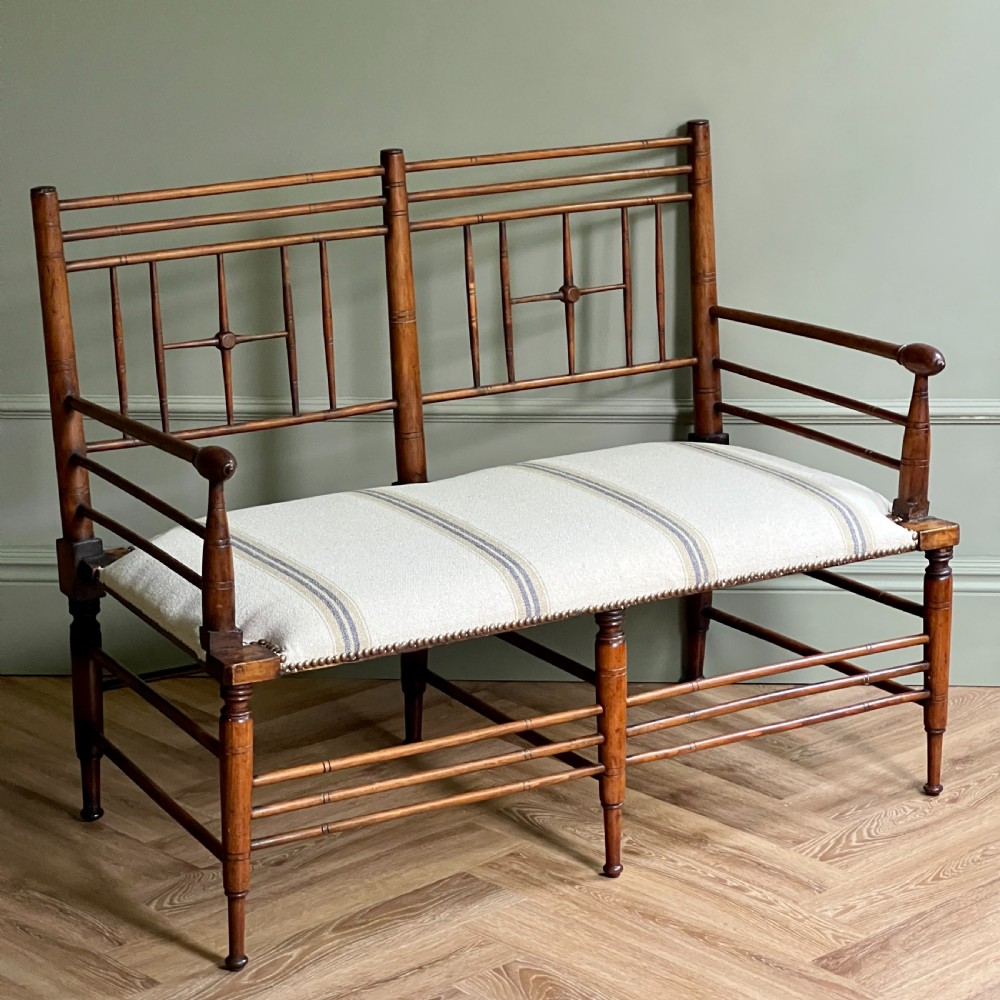 A Rare Walnut Two Seater Argyle Settee By Liberty & Co. London View II