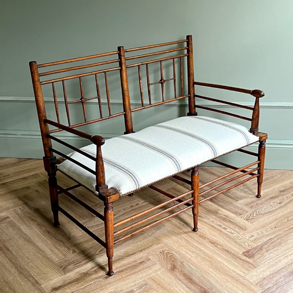 A Rare Walnut Two Seater Argyle Settee By Liberty & Co. London View V