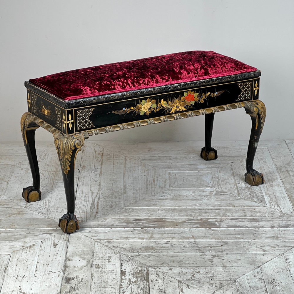 An Early C20th Japanned Duet Stool Or Window Seat View II
