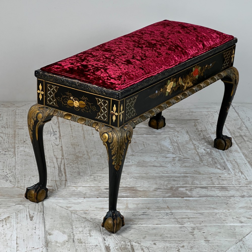 An Early C20th Japanned Duet Stool Or Window Seat View V