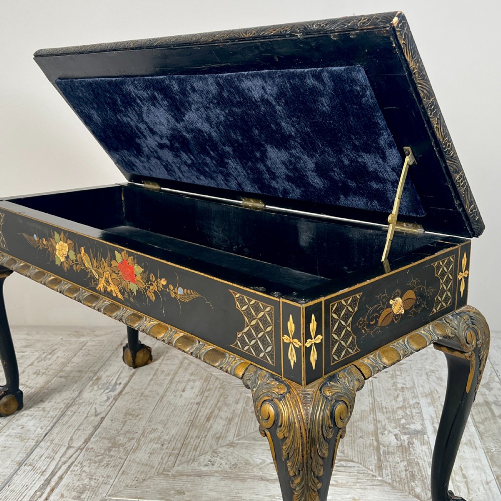 An Early C20th Japanned Duet Stool Or Window Seat View VI