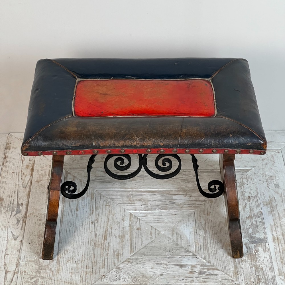 An Arts & Crafts Oak And Leather Stool View II