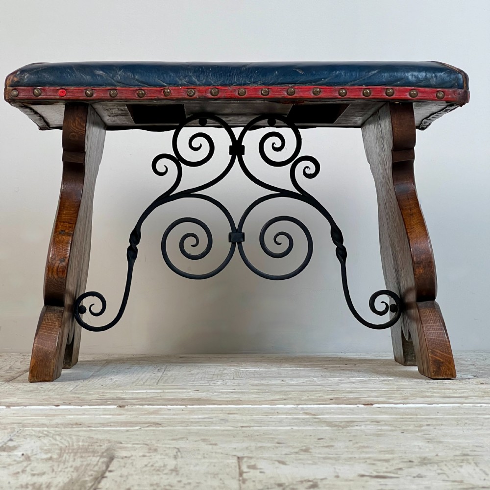 An Arts & Crafts Oak And Leather Stool View IV