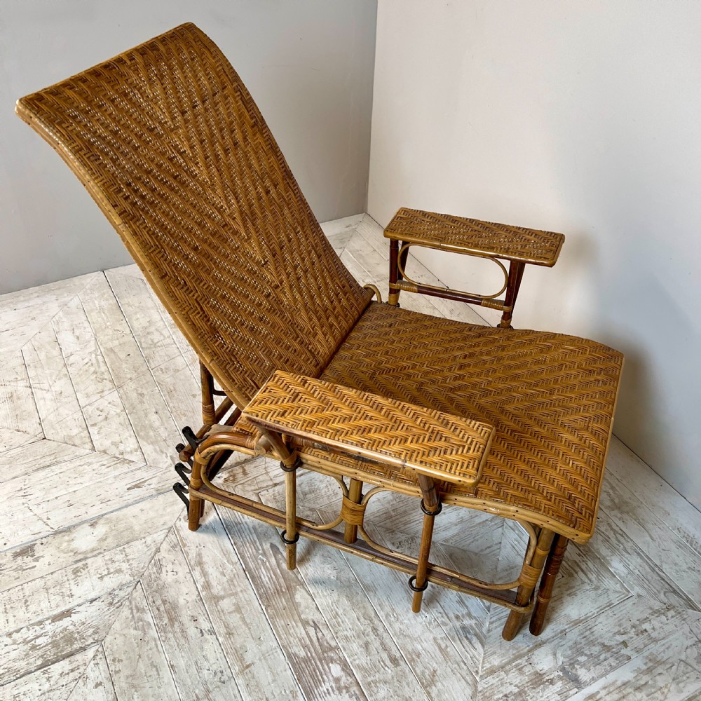 An Art Deco  French Caned Bamboo Steamer Chair  View V