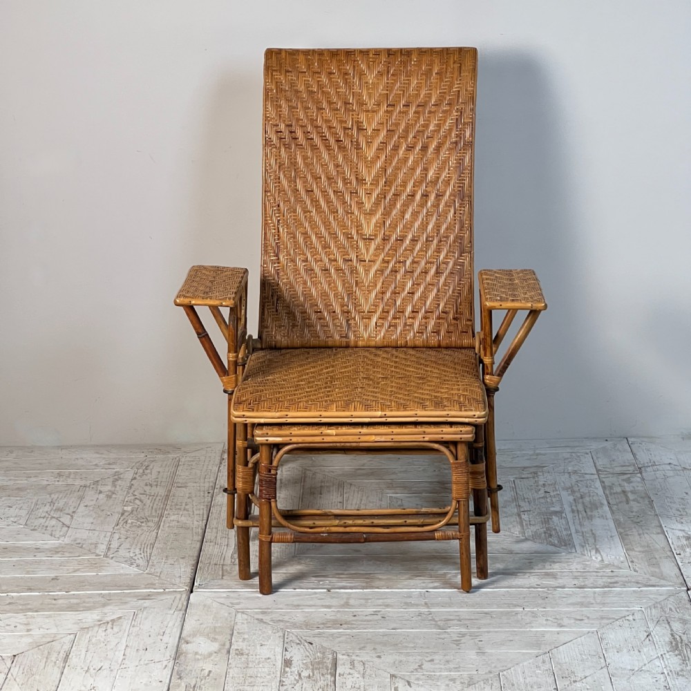An Art Deco  French Caned Bamboo Steamer Chair  View X