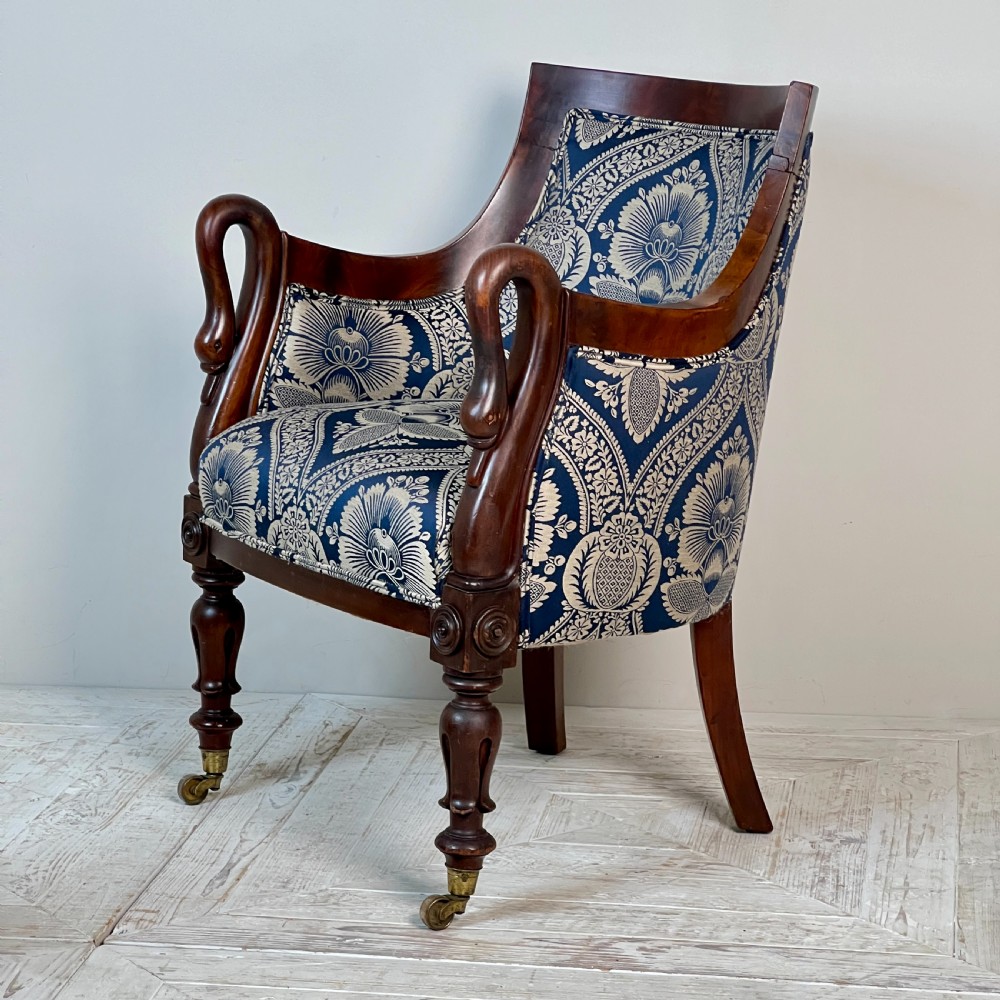 A William IV Mahogany Swan Neck Armchair