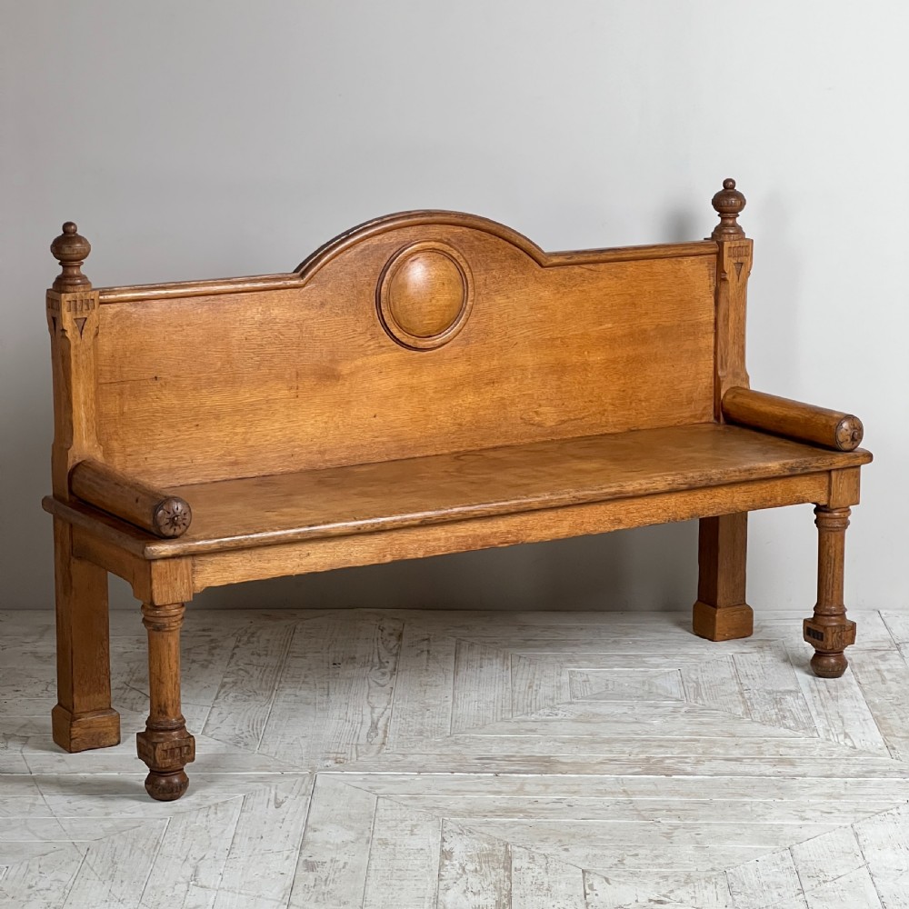 A Victorian Light Oak Hall Bench
