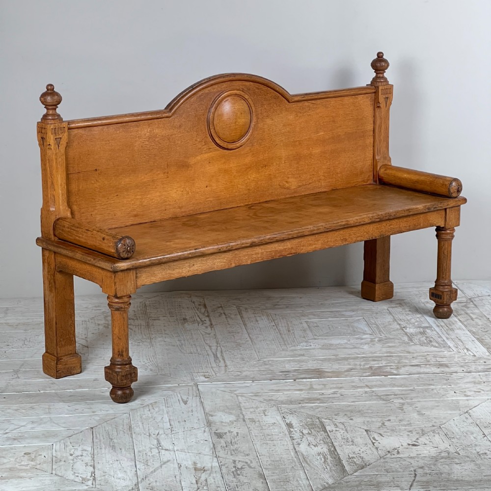 A Victorian Light Oak Hall Bench View II