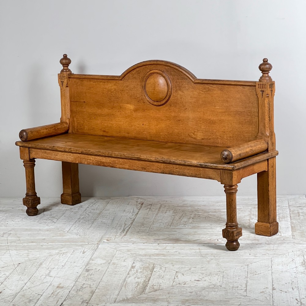 A Victorian Light Oak Hall Bench View III