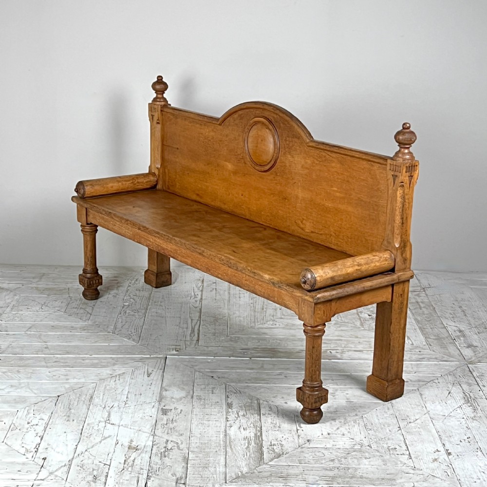 A Victorian Light Oak Hall Bench View VI