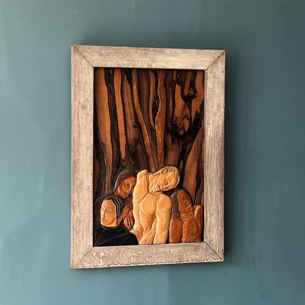 A Rare Carved Wood Plaque By Phyllis 'Pog' Yglesias Circa. 1925 View II
