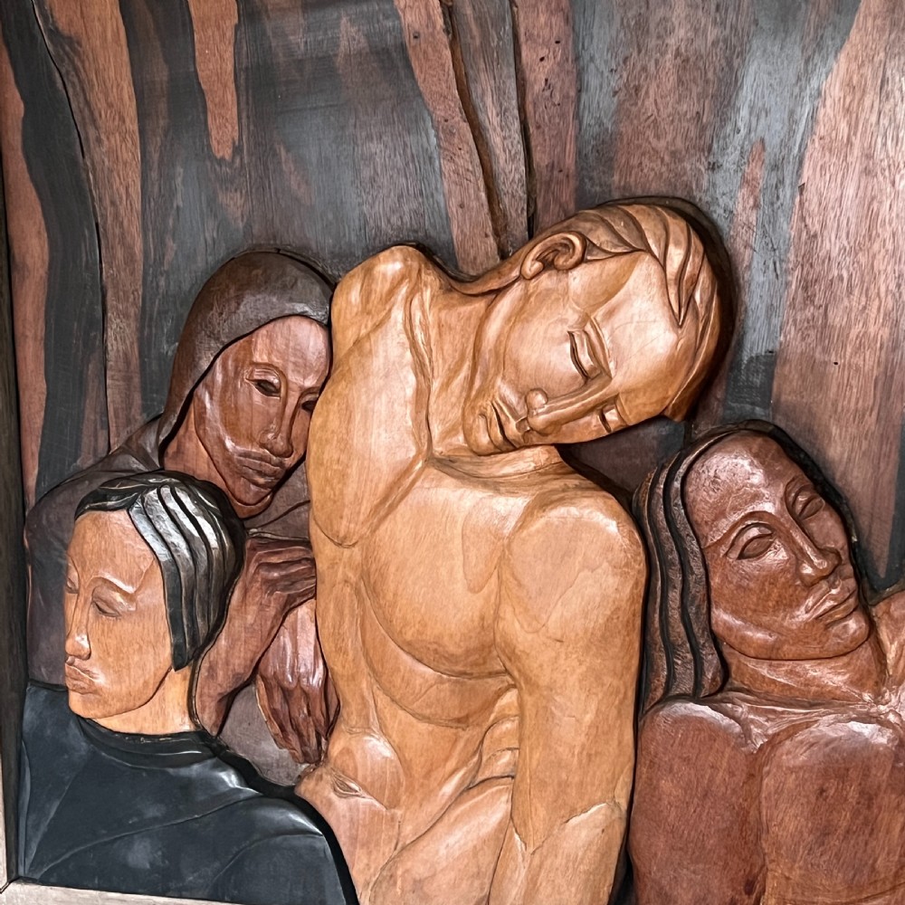 A Rare Carved Wood Plaque By Phyllis 'Pog' Yglesias Circa. 1925 View VI