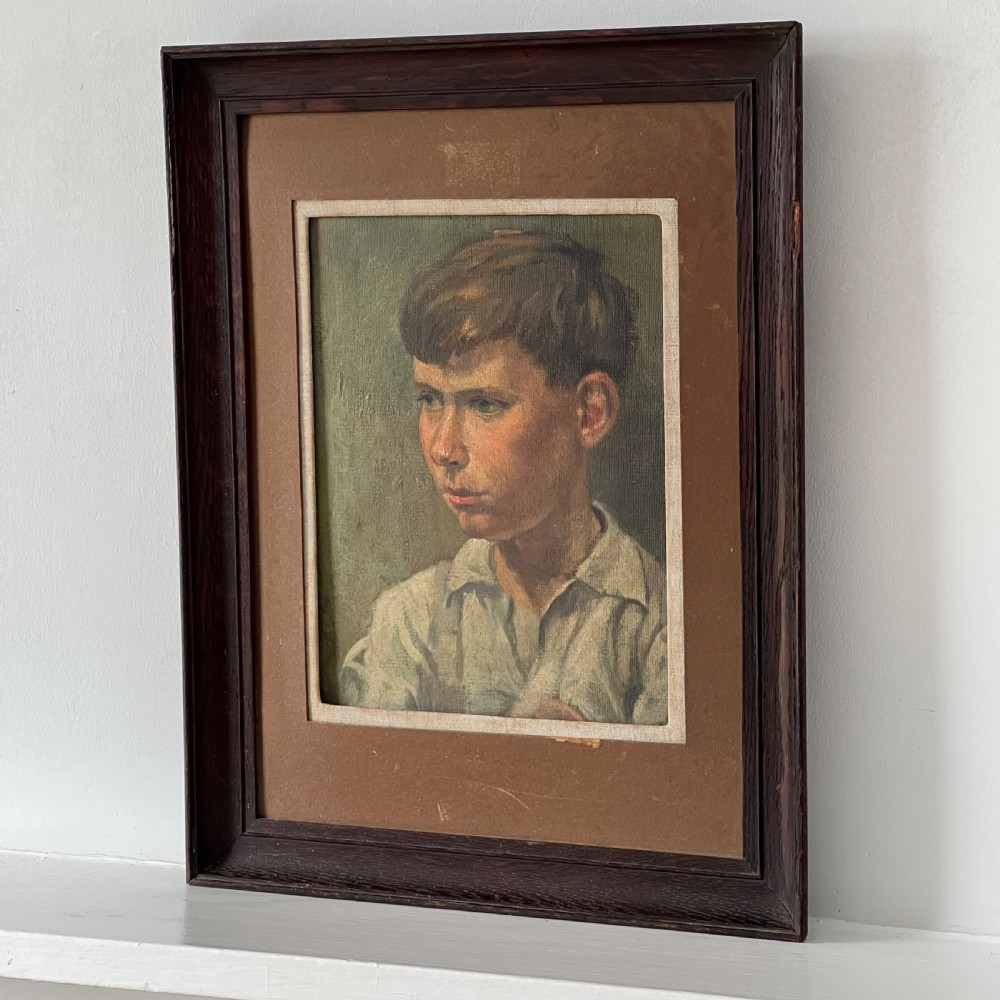 Head Study Of A Boy Oil On Board Circa 1930 View III