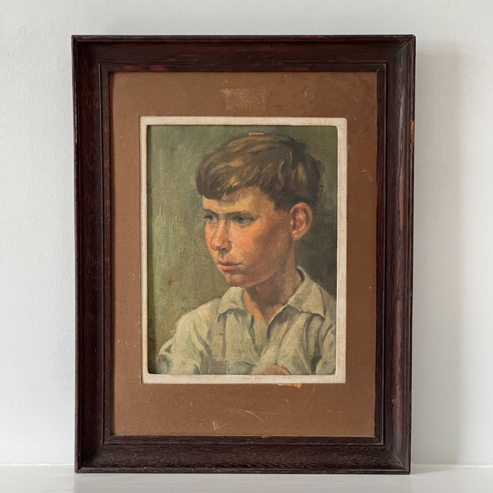 Head Study Of A Boy Oil On Board Circa 1930 View IV