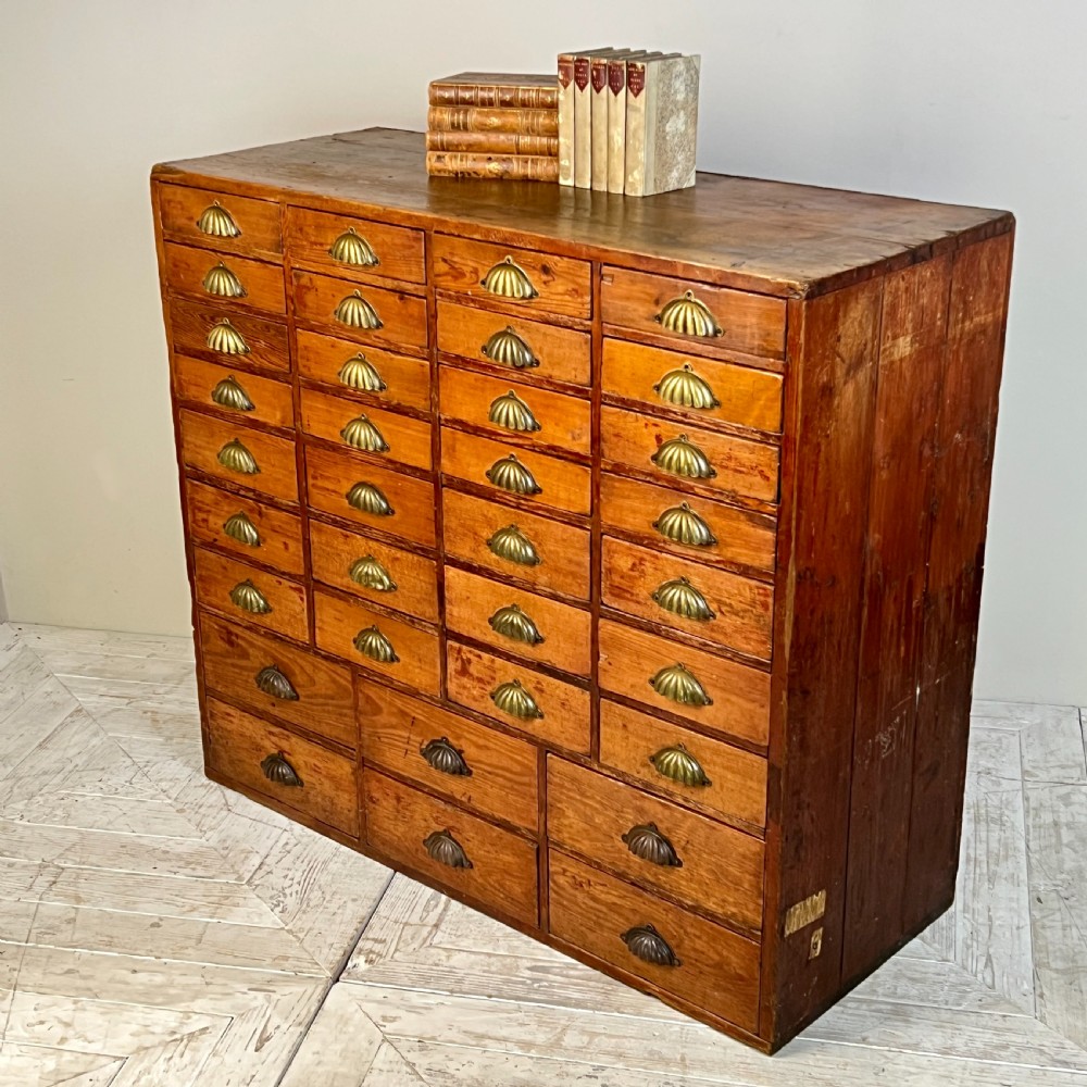 A Bank Of Graduated Chemist Drawers Circa 1890 View IV