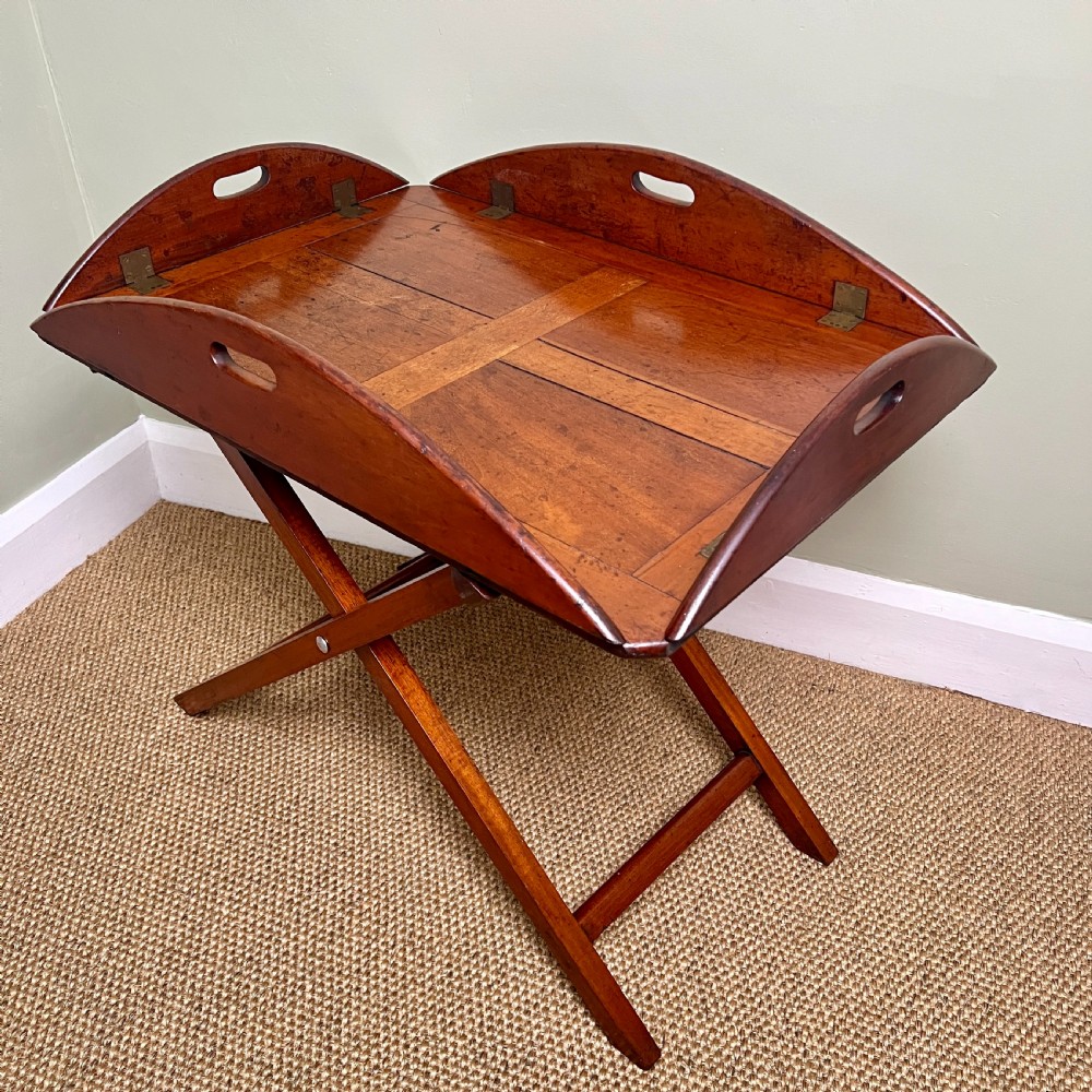 A C19th Mahogany Campaign Butlers Tray Table By Army & Navy CSL  View V