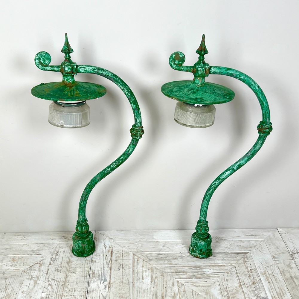 A Large Pair Of Early C20th Swan Neck Street Lamps View II