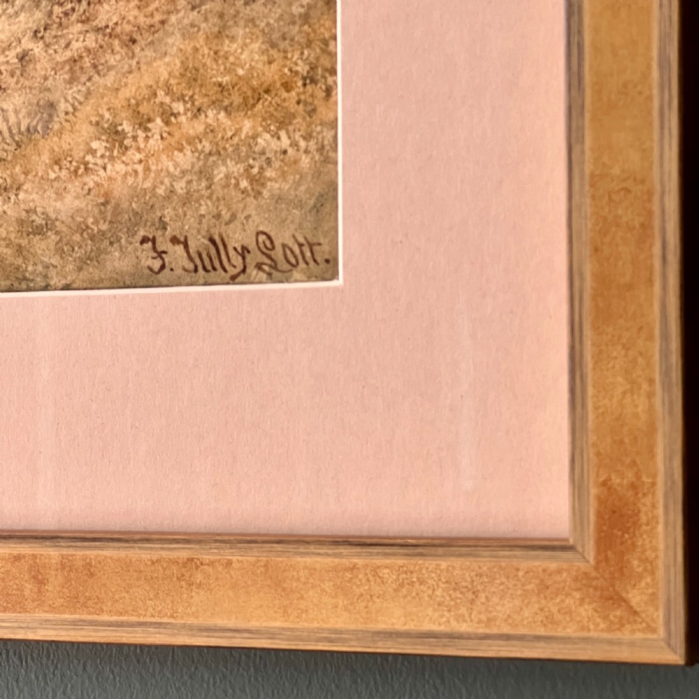 A framed Victorian watercolour painting depicting Windsor Castle beyond a river and stone bridge, framed in a gold-toned wooden frame with a cream mount. View VI