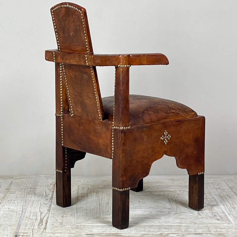 A Diminutive French Art Deco Leather Berber Armchair View II