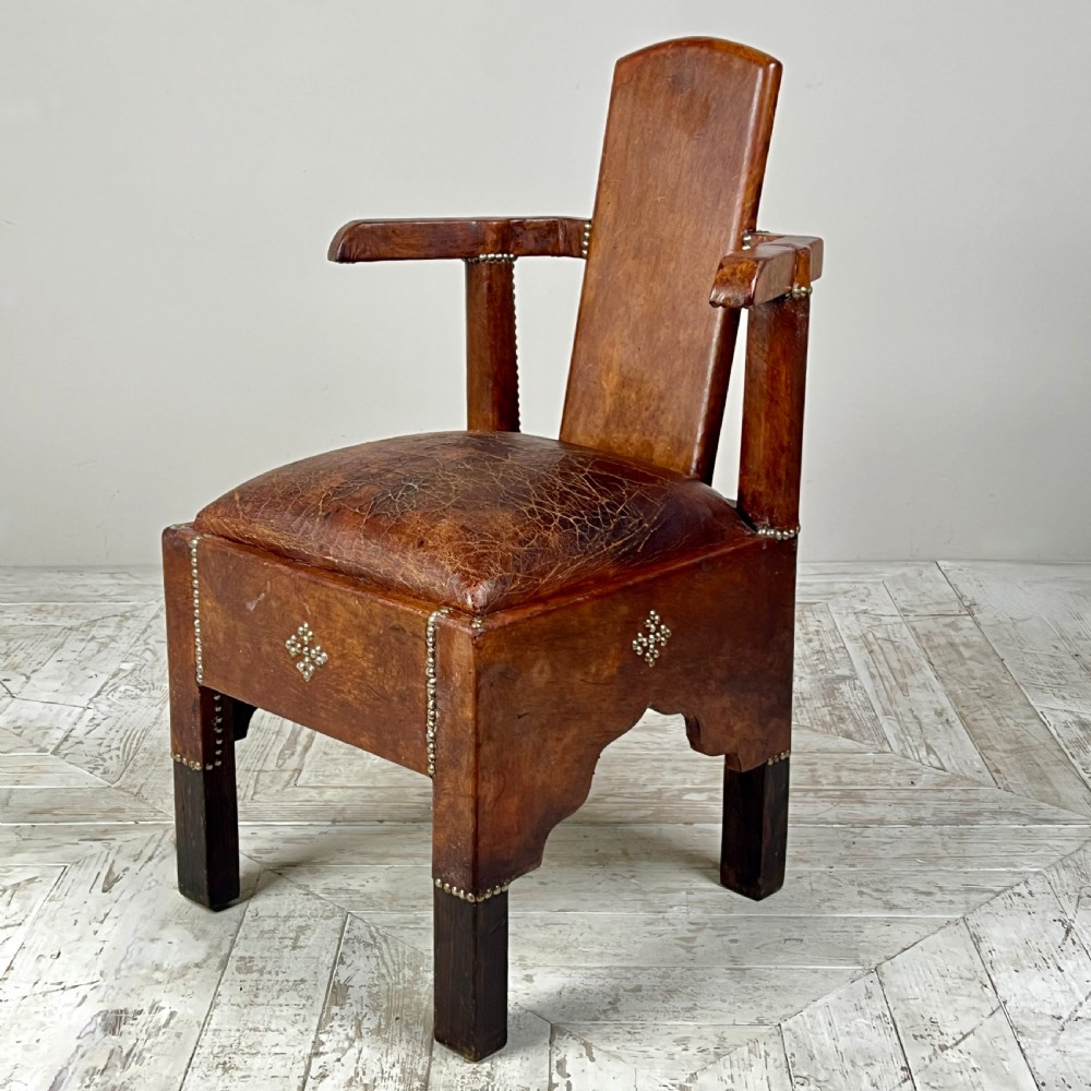 A Diminutive French Art Deco Leather Berber Armchair View III