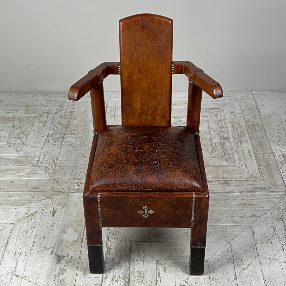 A Diminutive French Art Deco Leather Berber Armchair View IV
