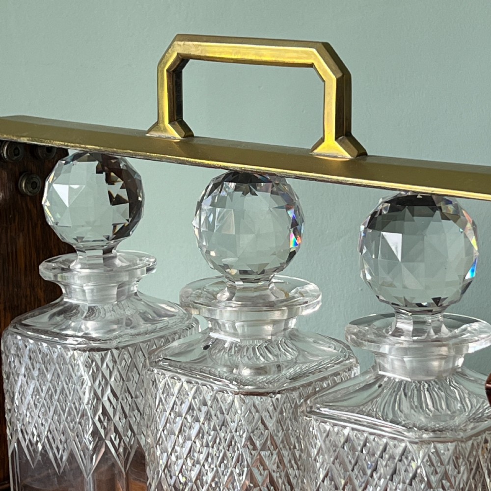 A Mappin And Webb Victorian Oak And Brass Tantalus 1880 View VI