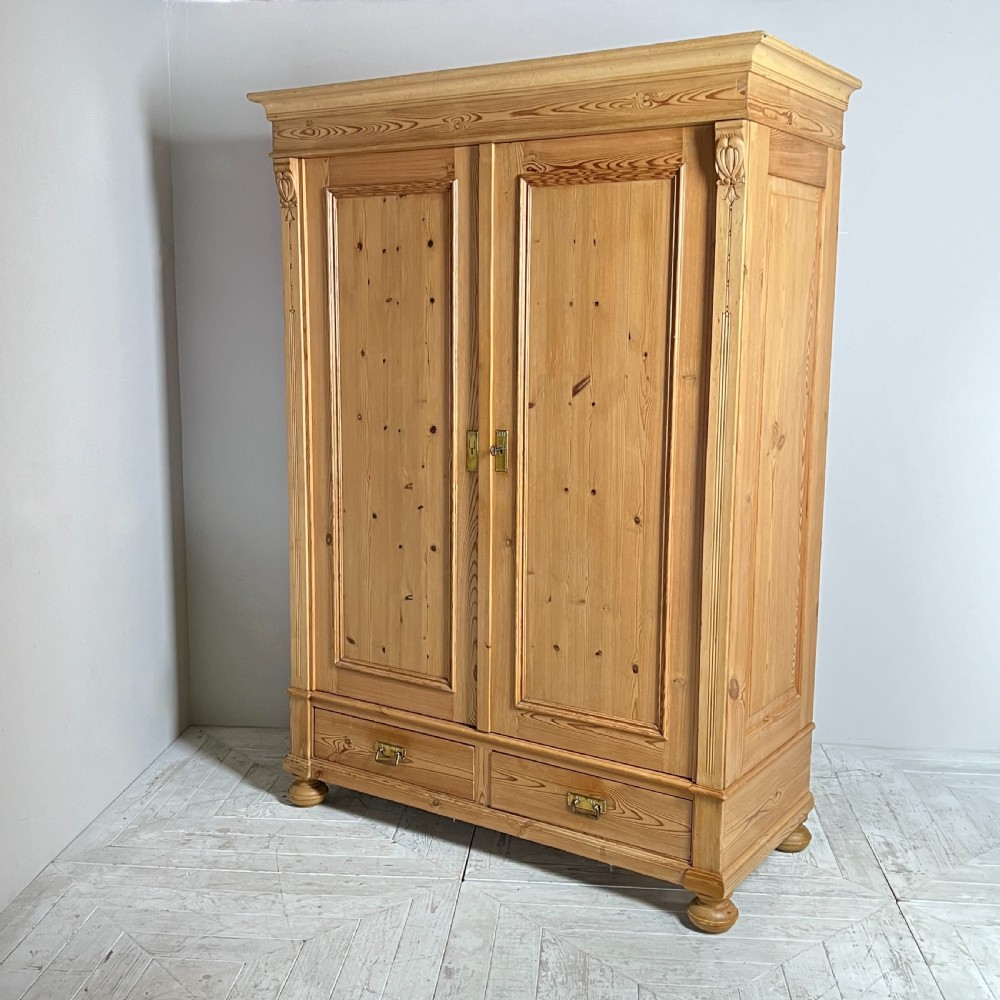 A Continental Pine Art Nouveau Knockdown Wardrobe View II