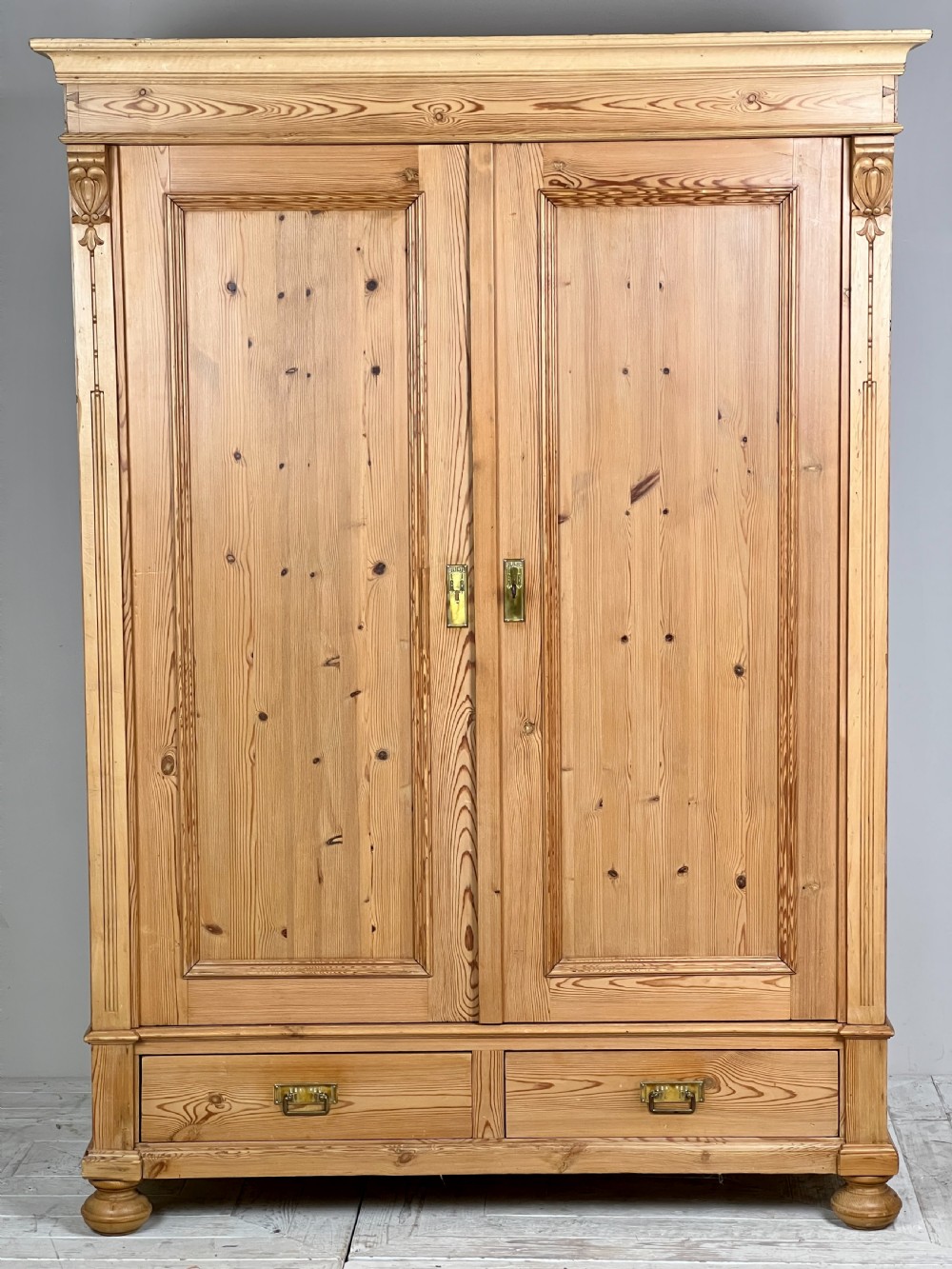 A Continental Pine Art Nouveau Knockdown Wardrobe View III