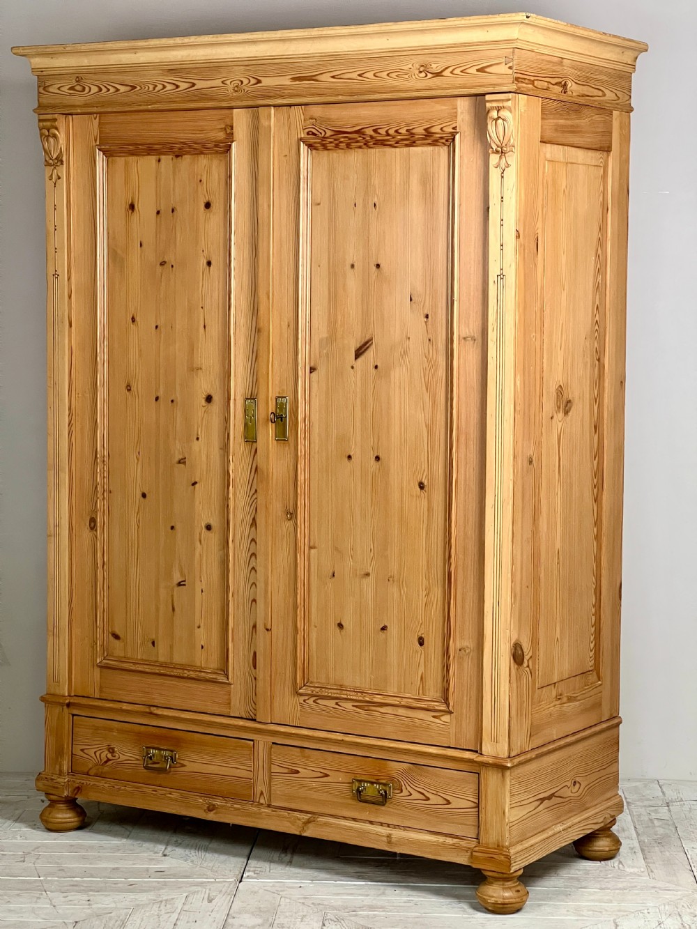 A Continental Pine Art Nouveau Knockdown Wardrobe View VIII