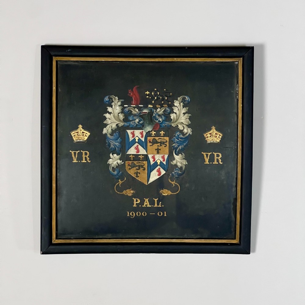 A Framed Hand Painted Coat Of Arms Coach Panel Circa 1900