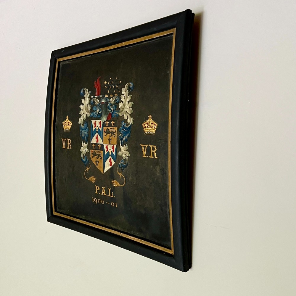 A Framed Hand Painted Coat Of Arms Coach Panel Circa 1900 View VI