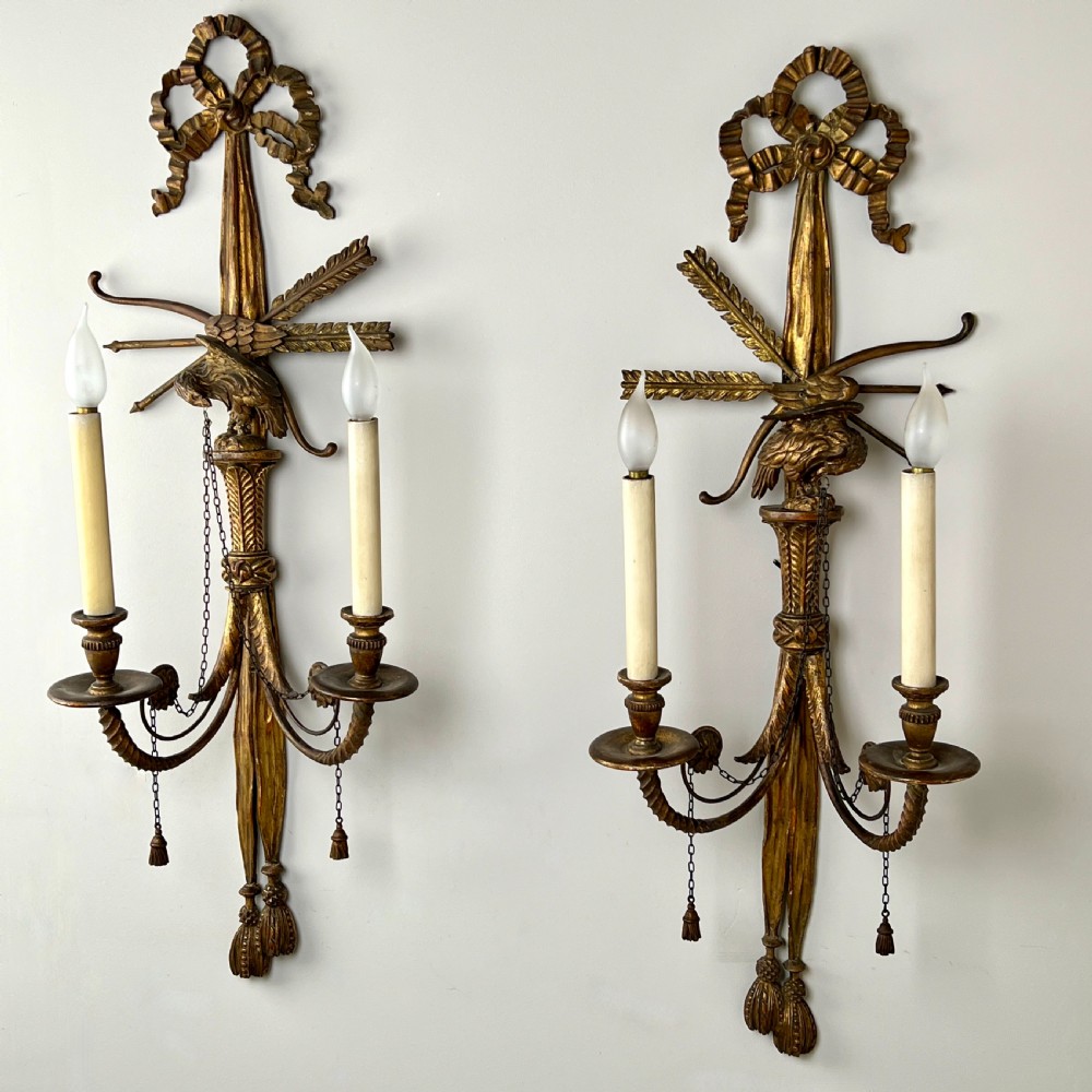 A Pair Of Antique Giltwood Wall Sconces