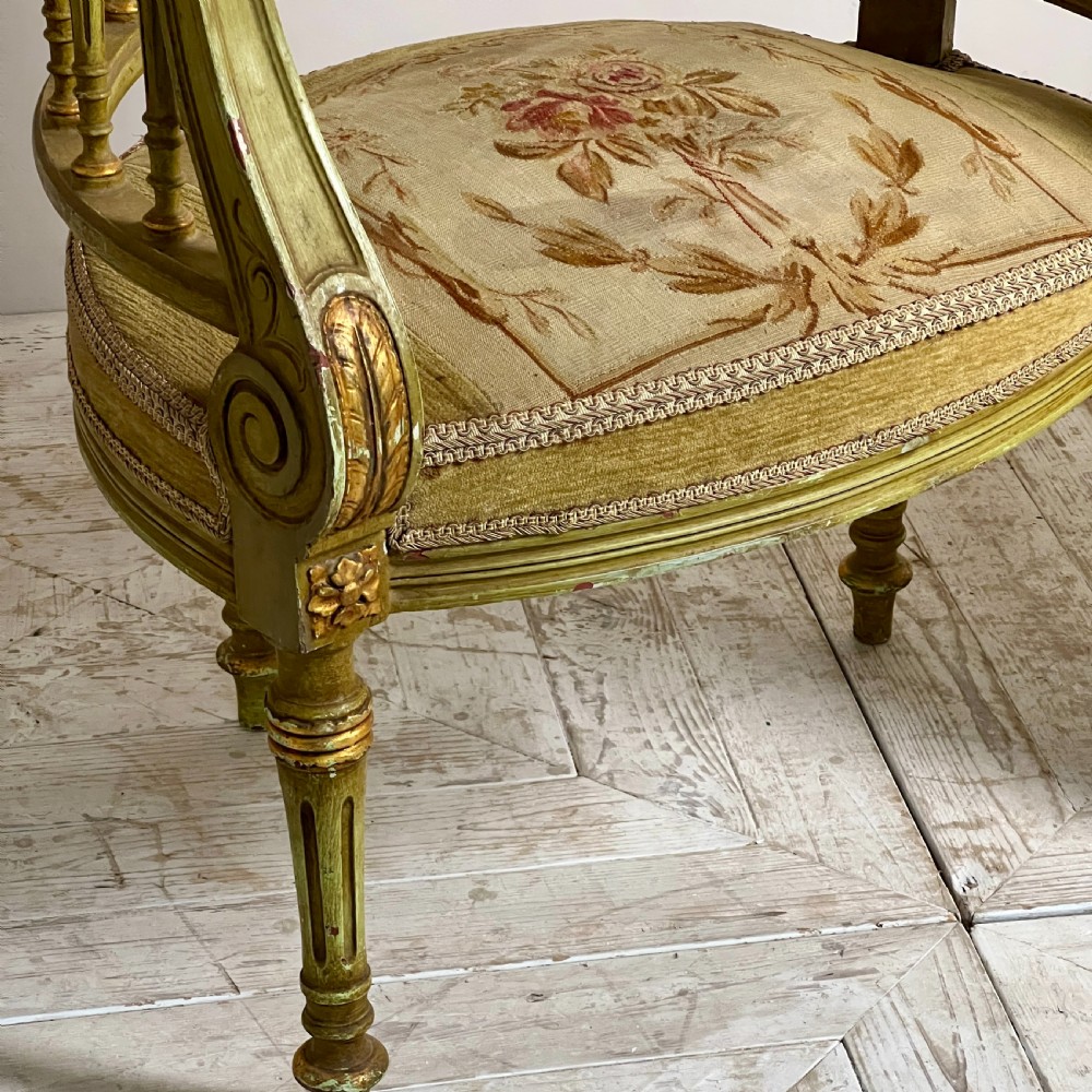 French Antique Tapestry Love Or Tête-À-Tête Seat View VII