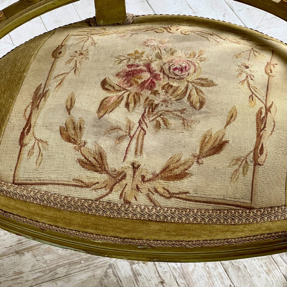 French Antique Tapestry Love Or Tête-À-Tête Seat View X